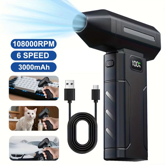 Rechargeable Turbo Jet Air Duster – 450,000 RPM Electric Air Blower with LED Display