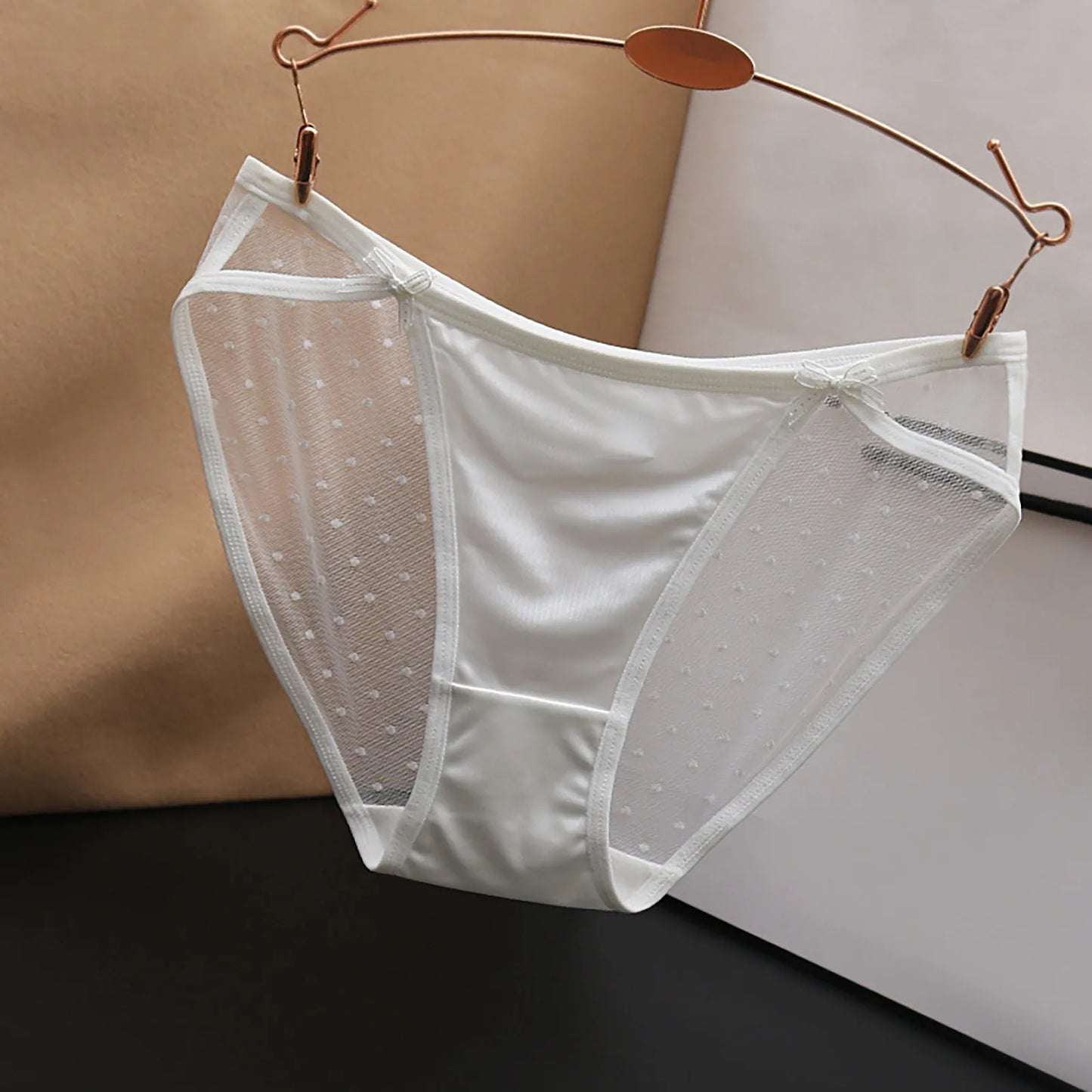Lace Mesh Women'S Panties Big Size S-Xl Soft Cozy Underwear Female Silk Satin Briefs Breathable Underpants Sexy Lingerie