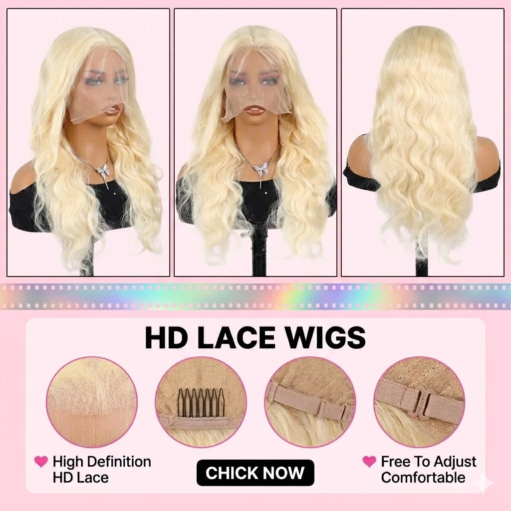 220% 613 Hd Lace Frontal Wig 13x6 30 Inch Body Wave 100% Human Hair Wigs 220 Density Pre Plucked Colored Blonde Transparent Wet And Wavy Lace Front Wig