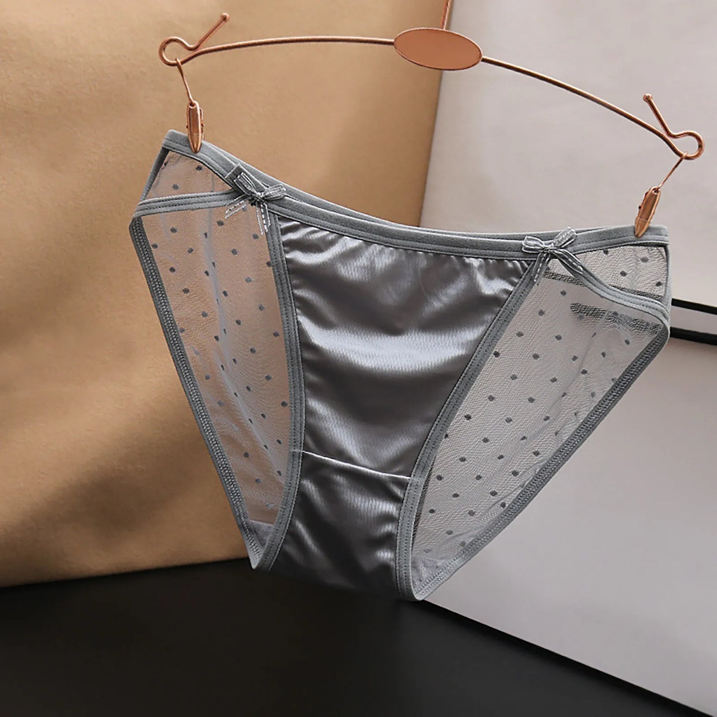 Lace Mesh Women'S Panties Big Size S-Xl Soft Cozy Underwear Female Silk Satin Briefs Breathable Underpants Sexy Lingerie
