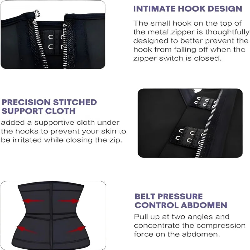 Sculpt & Lift Waist Trainer Waist Trainer, Trimmer, Cincher, Body Shaper, Belly Band- Double Belt Zipper Stomach Wraps for Weight Loss & Postpartum Recovery High Compression Zipper Corset with Adjustable Dual Straps for Shape