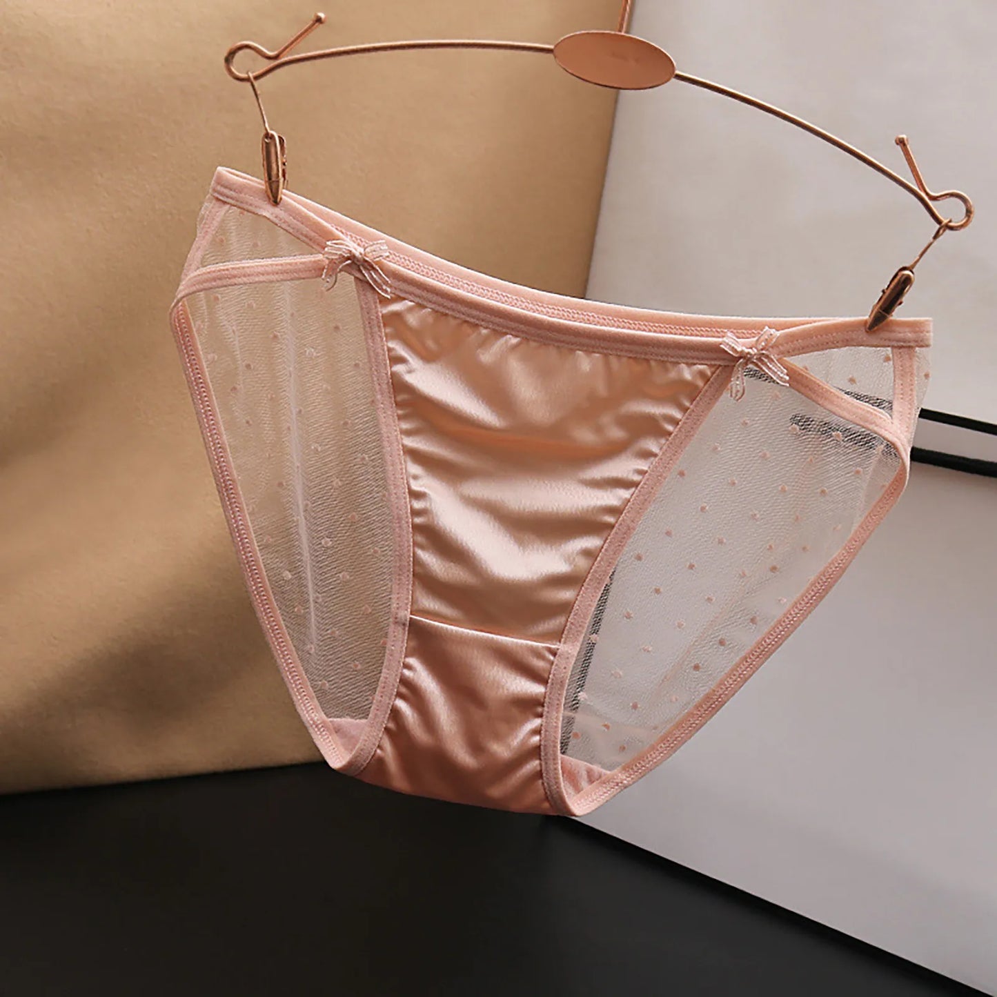 Lace Mesh Women'S Panties Big Size S-Xl Soft Cozy Underwear Female Silk Satin Briefs Breathable Underpants Sexy Lingerie