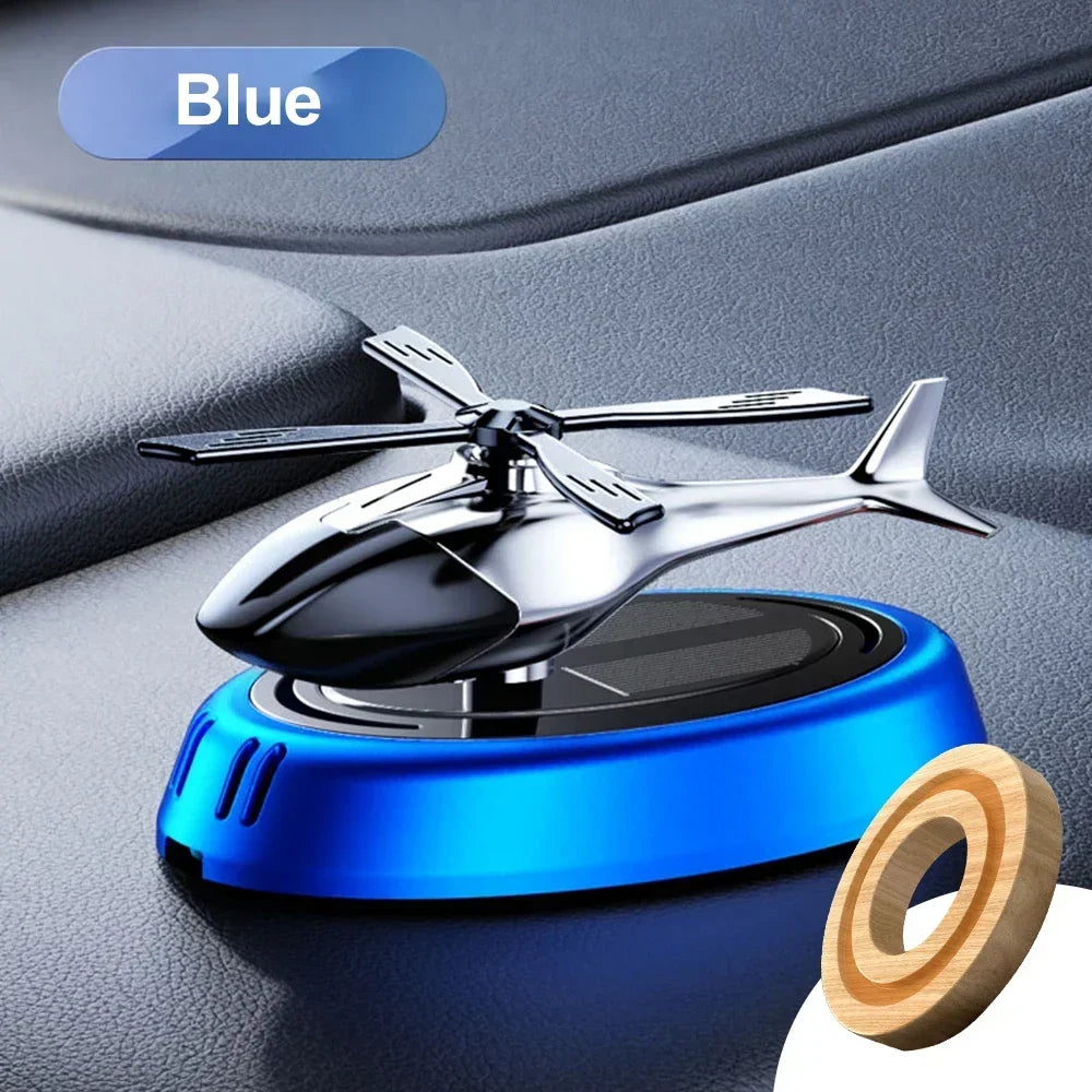 New Car Air Freshener Solar Helicopter Decoration Alloy Propeller Rotating Auto Flavoring Perfume Diffuser Interior Accessories