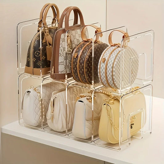 2-Pack Clear Acrylic Handbag Organizer – Space-Saving Purse & Wallet Closet Rack