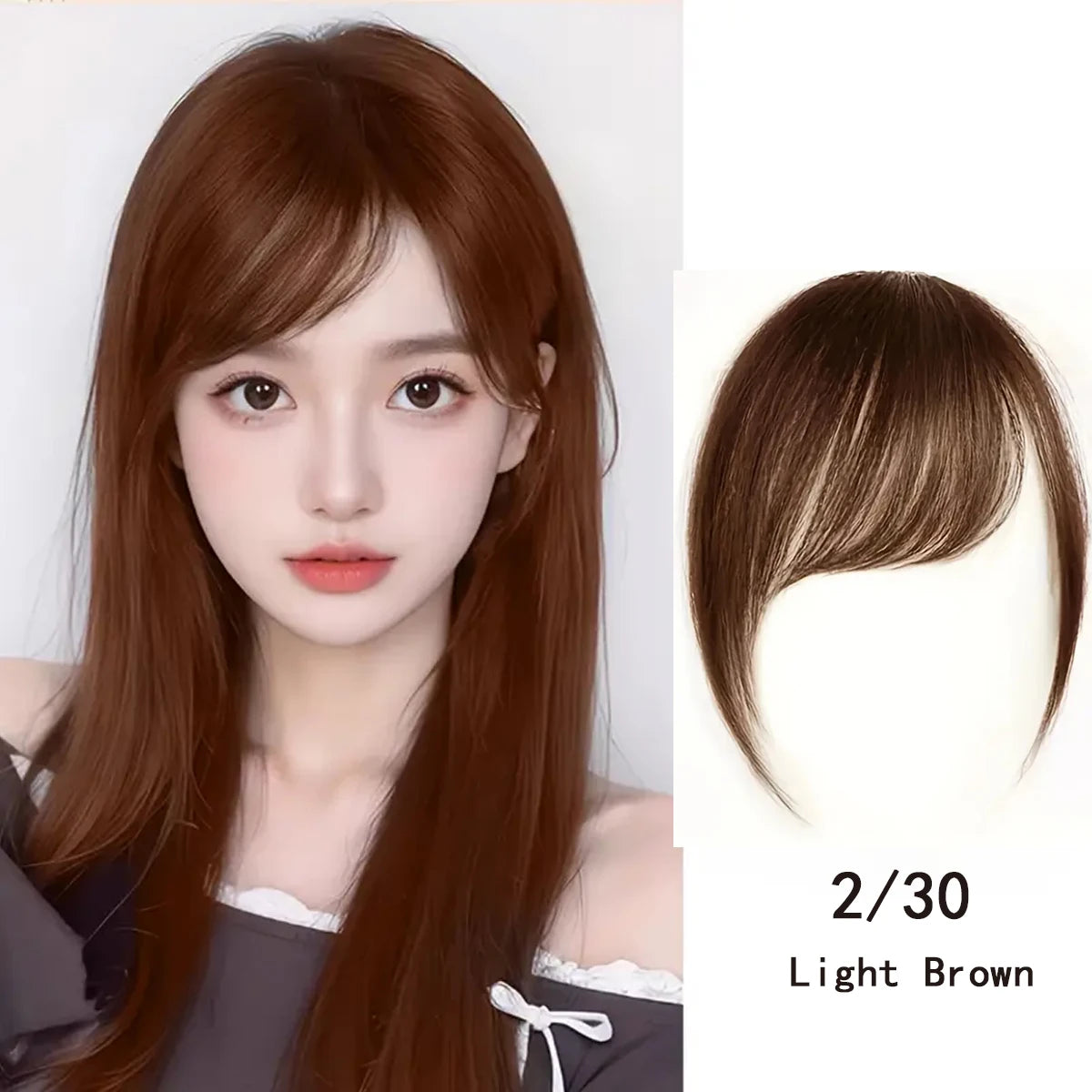 Synthetic  Slanted Bangs Short Brown Black Fake Hair Fringe Extension Clip in Hairpieces Accessories for Women Girl