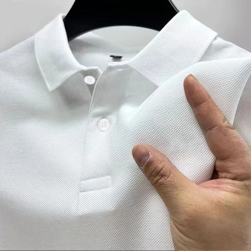Men's Polo Shirt with Golf Pattern Printed Short Sleeved T-shirt Top, Casual and Comfortable Style for Daily Casual Wear