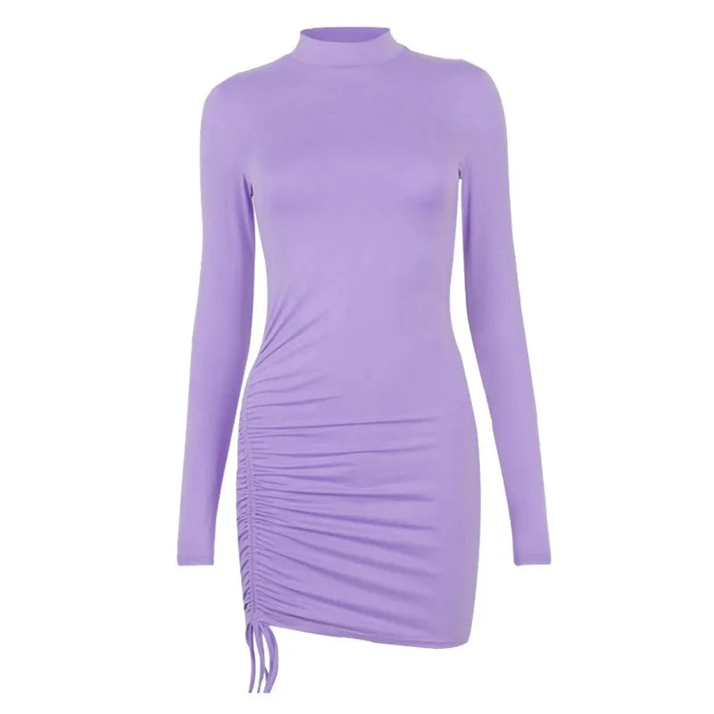 Women’s Long Sleeve Ruched Bodycon Mini Dress