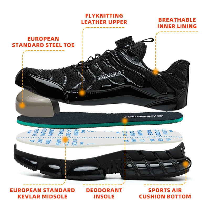 Puncture Proof Lace-up Work Shoes, Industrial And Construction Site Versatile Safety Footwear for Men: Puncture-Proof, Steel Toe