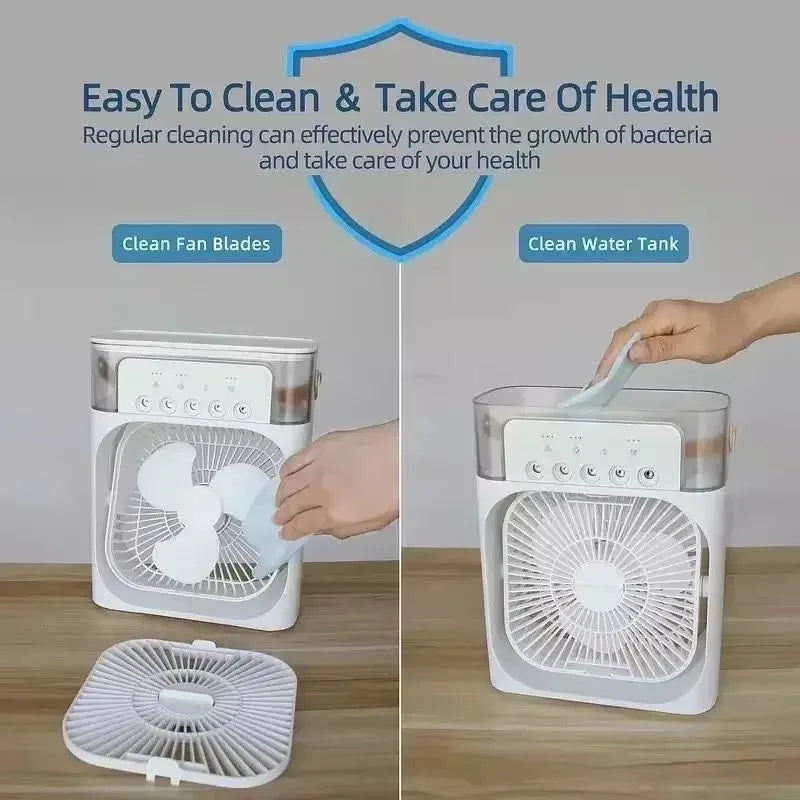 Fan Portable Air Cooler Conditioner Humidifier with 500mL Water Tank Quite Mist Water Spray Fan for Home Room Camping Car Office