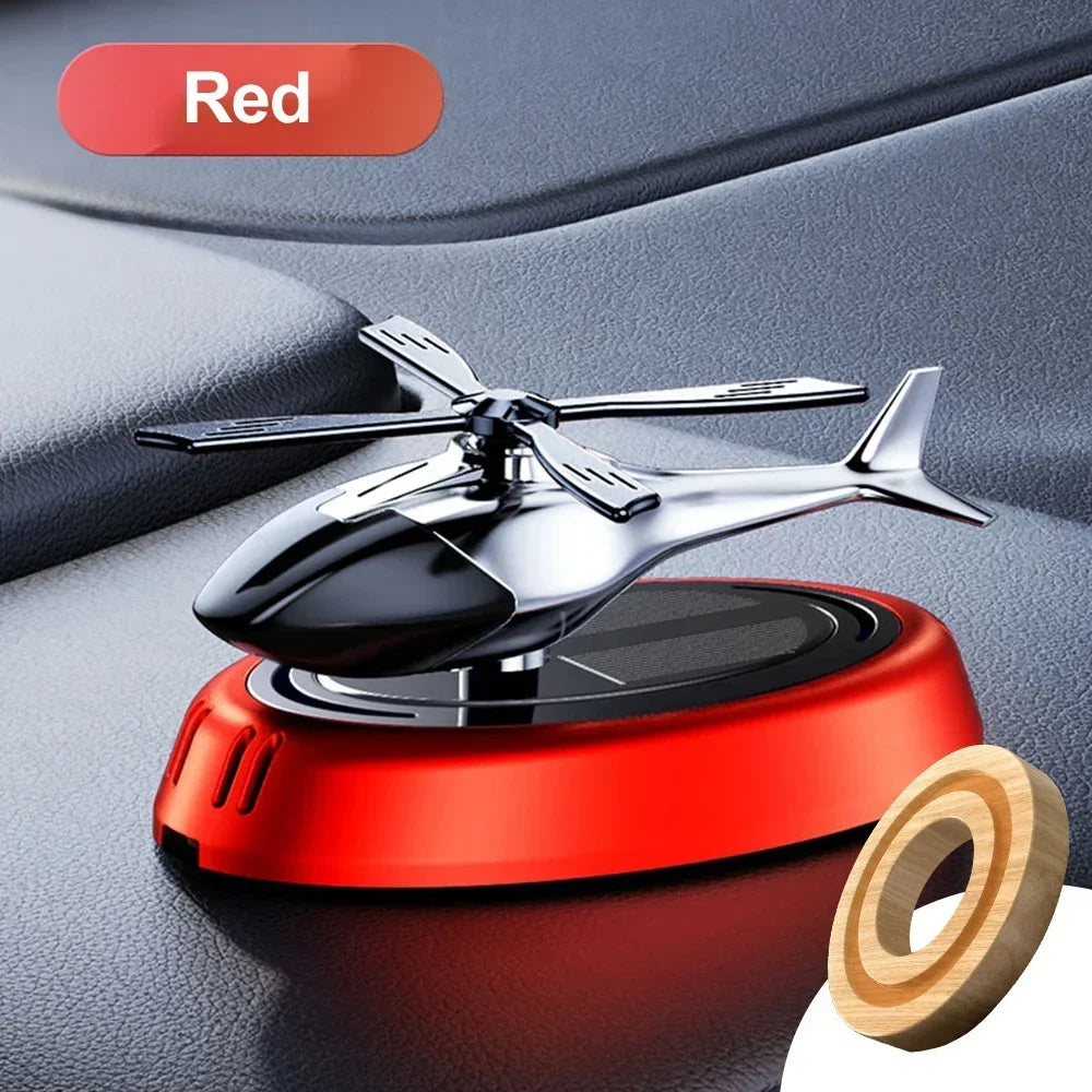 New Car Air Freshener Solar Helicopter Decoration Alloy Propeller Rotating Auto Flavoring Perfume Diffuser Interior Accessories