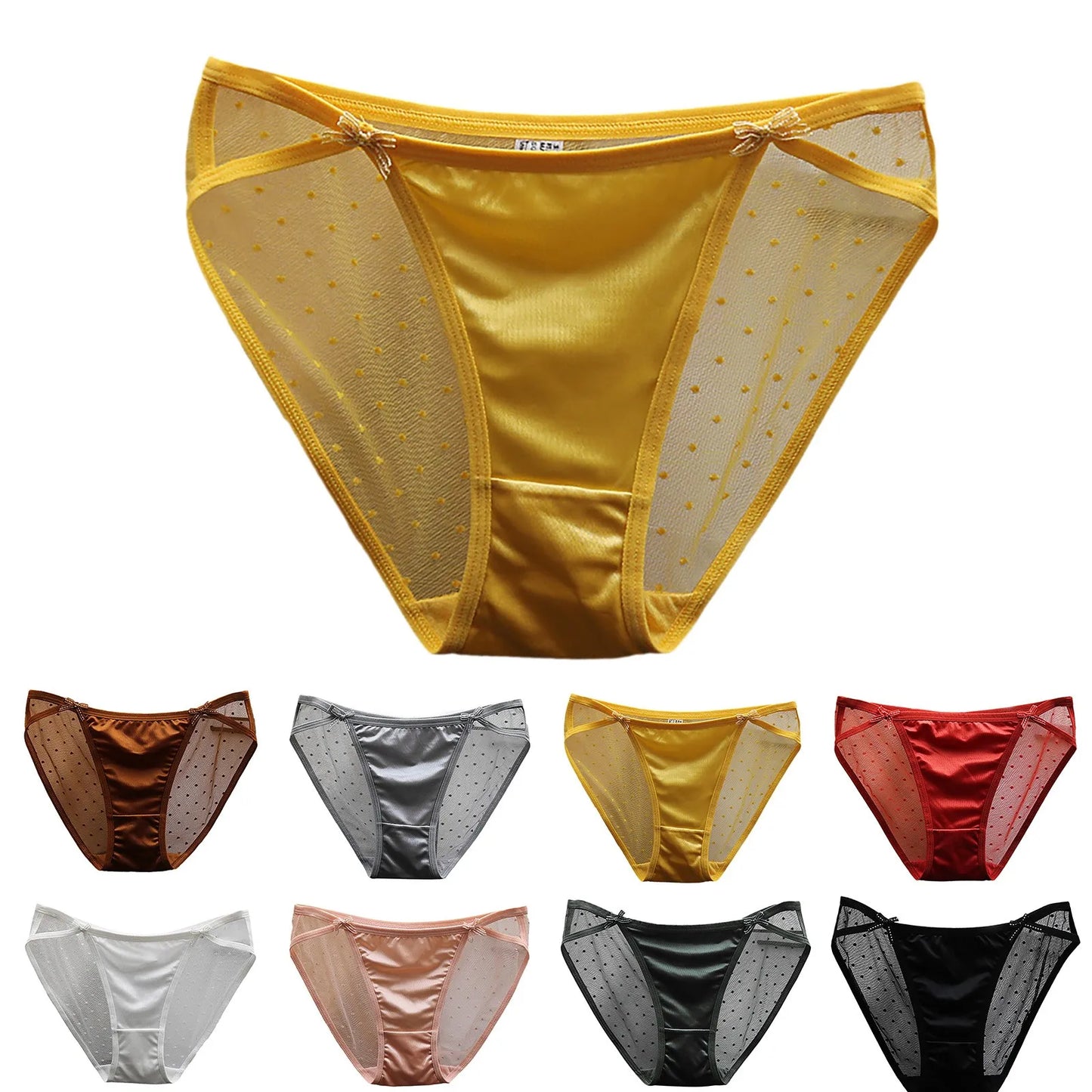 Lace Mesh Women'S Panties Big Size S-Xl Soft Cozy Underwear Female Silk Satin Briefs Breathable Underpants Sexy Lingerie