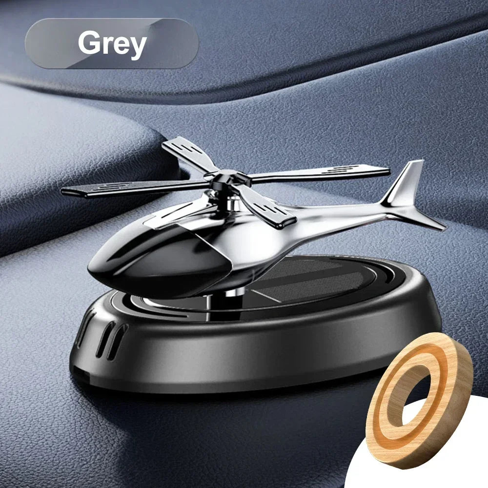 New Car Air Freshener Solar Helicopter Decoration Alloy Propeller Rotating Auto Flavoring Perfume Diffuser Interior Accessories