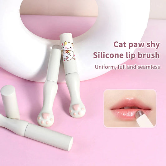 Silicone Lip Brush With Cover Angled Concealer Brushes Lip Balm Lip Gloss Angled Head Concealer Brushes Cat Paw Make Up Brushes