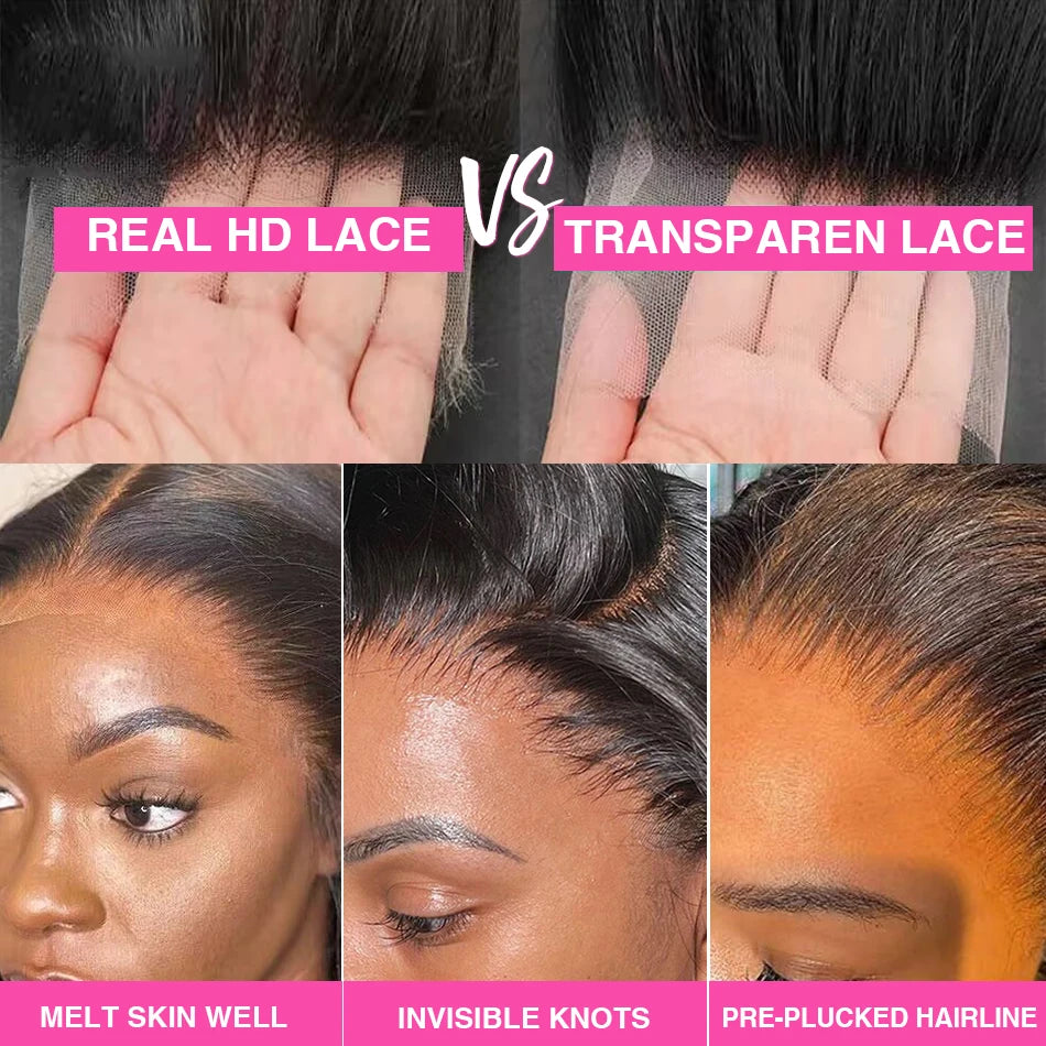 220% Density Bob Wigs Straight Human Hair Lace Front Wigs 13x4 Bob Brazilian Remy Hair Pre-plucked Lace Front Wigs 16 inch
