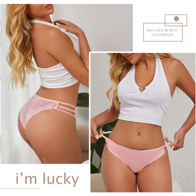 3PC/Set Women's Sexy Floral Lace Panties Low Rise Hollow Out Briefs Transparent Underwear Female Elastic Straps Soft Lingerie