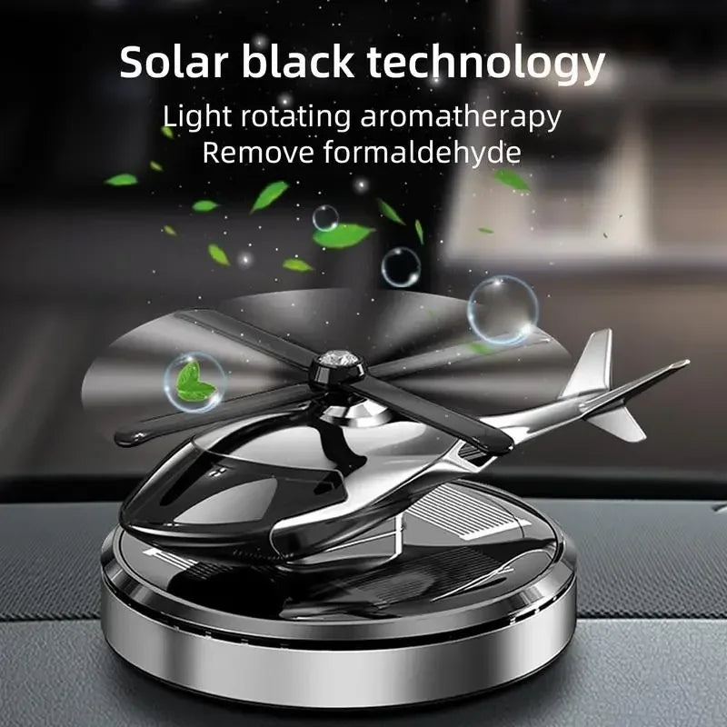 New Car Air Freshener Solar Helicopter Decoration Alloy Propeller Rotating Auto Flavoring Perfume Diffuser Interior Accessories