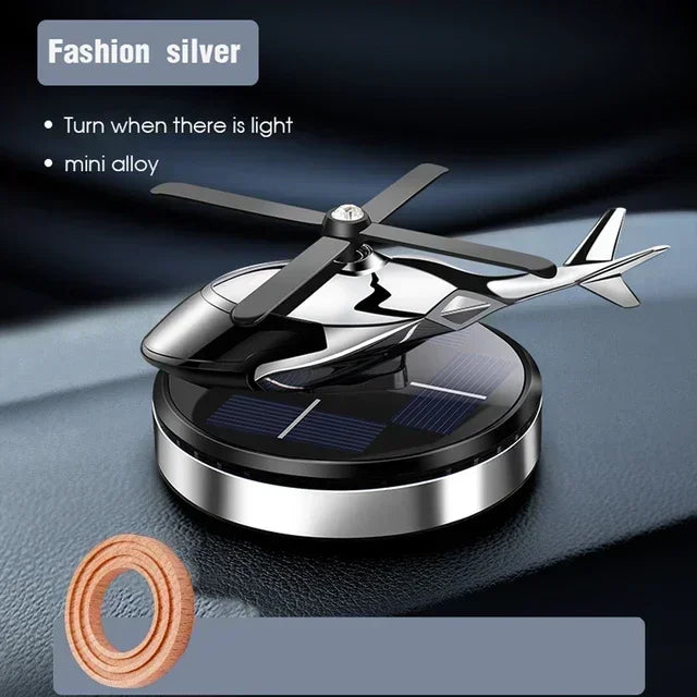 New Car Air Freshener Solar Helicopter Decoration Alloy Propeller Rotating Auto Flavoring Perfume Diffuser Interior Accessories