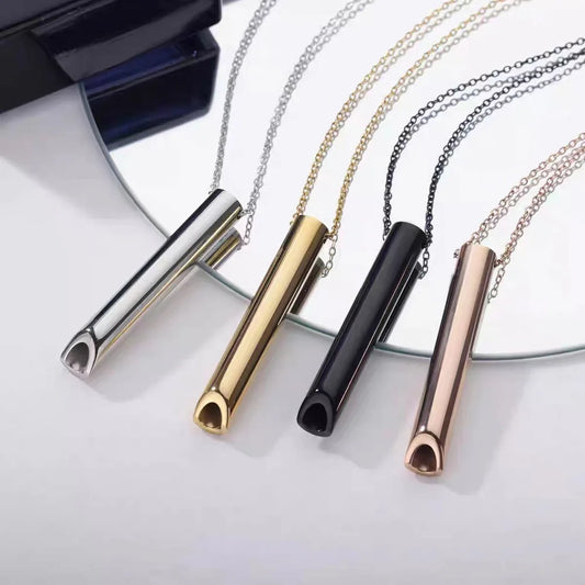 Stainless Steel Anxiety Breathing Necklace For Women Stress Relief Meditation Necklaces Yoga Ritual Female Jewelry Accessories