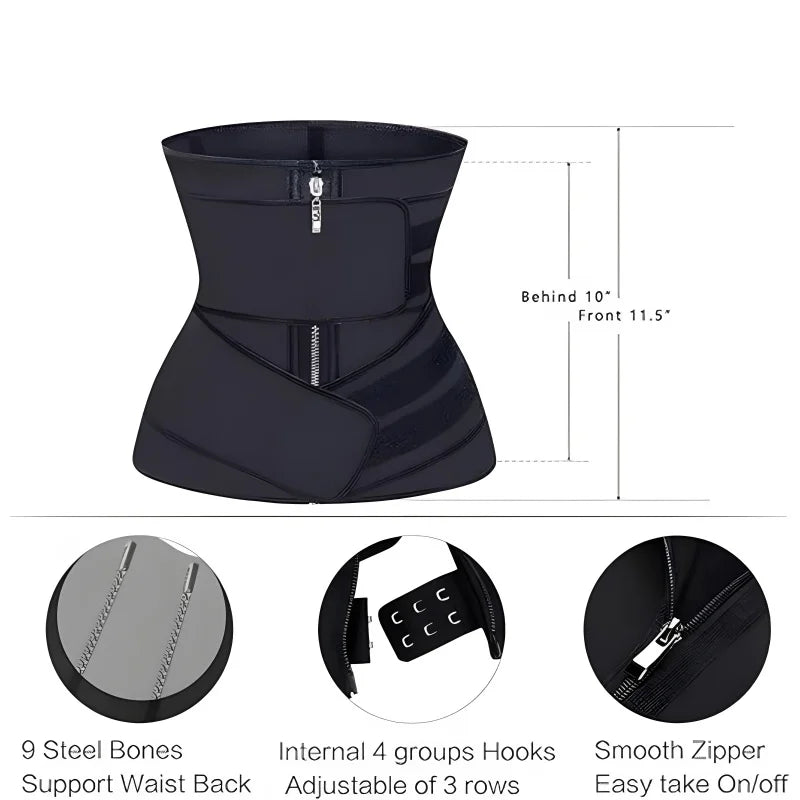 Sculpt & Lift Waist Trainer Waist Trainer, Trimmer, Cincher, Body Shaper, Belly Band- Double Belt Zipper Stomach Wraps for Weight Loss & Postpartum Recovery High Compression Zipper Corset with Adjustable Dual Straps for Shape