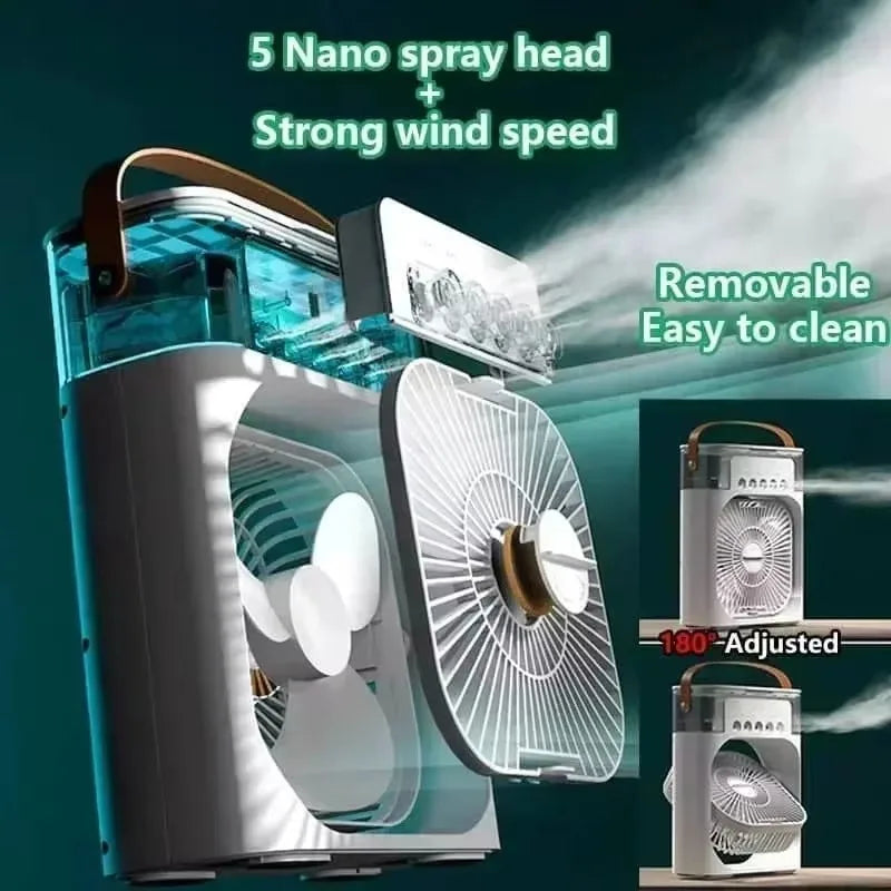 Fan Portable Air Cooler Conditioner Humidifier with 500mL Water Tank Quite Mist Water Spray Fan for Home Room Camping Car Office