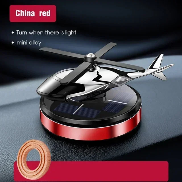 New Car Air Freshener Solar Helicopter Decoration Alloy Propeller Rotating Auto Flavoring Perfume Diffuser Interior Accessories