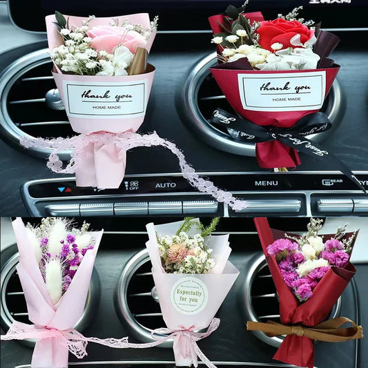 Universal Car Vent Flower Air Freshener – Dried Flower Perfume Diffuser for Auto Interior Decoration