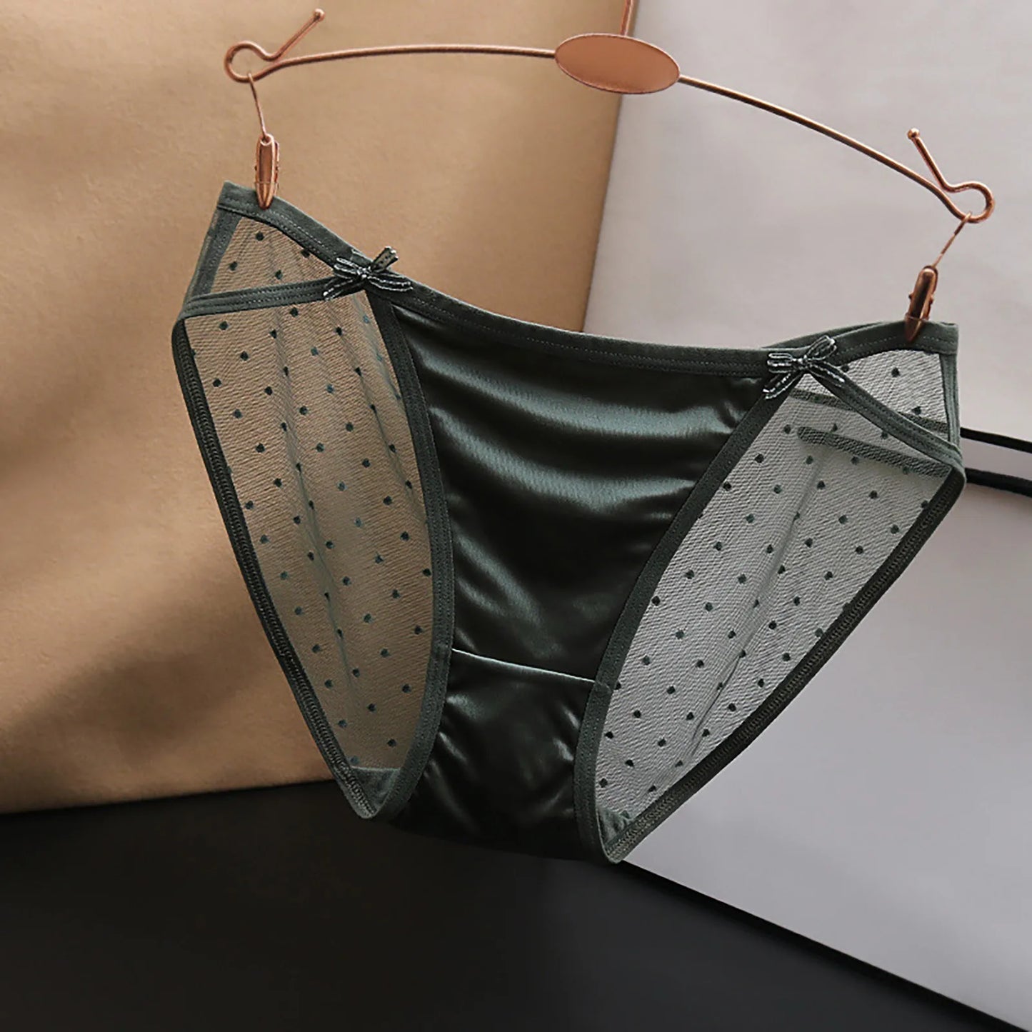 Lace Mesh Women'S Panties Big Size S-Xl Soft Cozy Underwear Female Silk Satin Briefs Breathable Underpants Sexy Lingerie