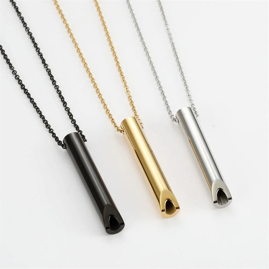 Stainless Steel Anxiety Breathing Necklace For Women Stress Relief Meditation Necklaces Yoga Ritual Female Jewelry Accessories