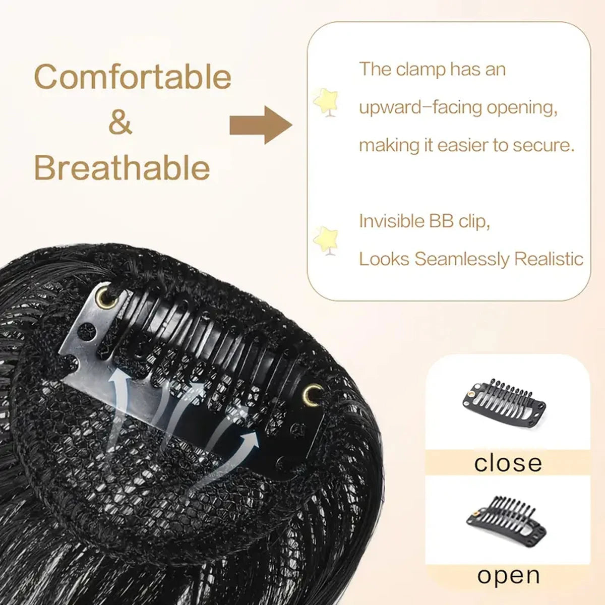 Synthetic  Slanted Bangs Short Brown Black Fake Hair Fringe Extension Clip in Hairpieces Accessories for Women Girl